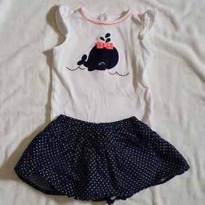 Gymboree whale onesie and matching skirt